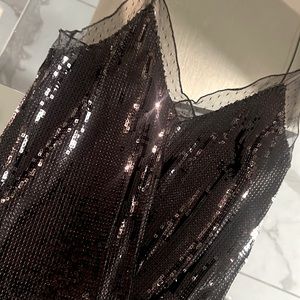 Free People Intimately Sassy in Sequins Black Sequin and Lace Cami Top